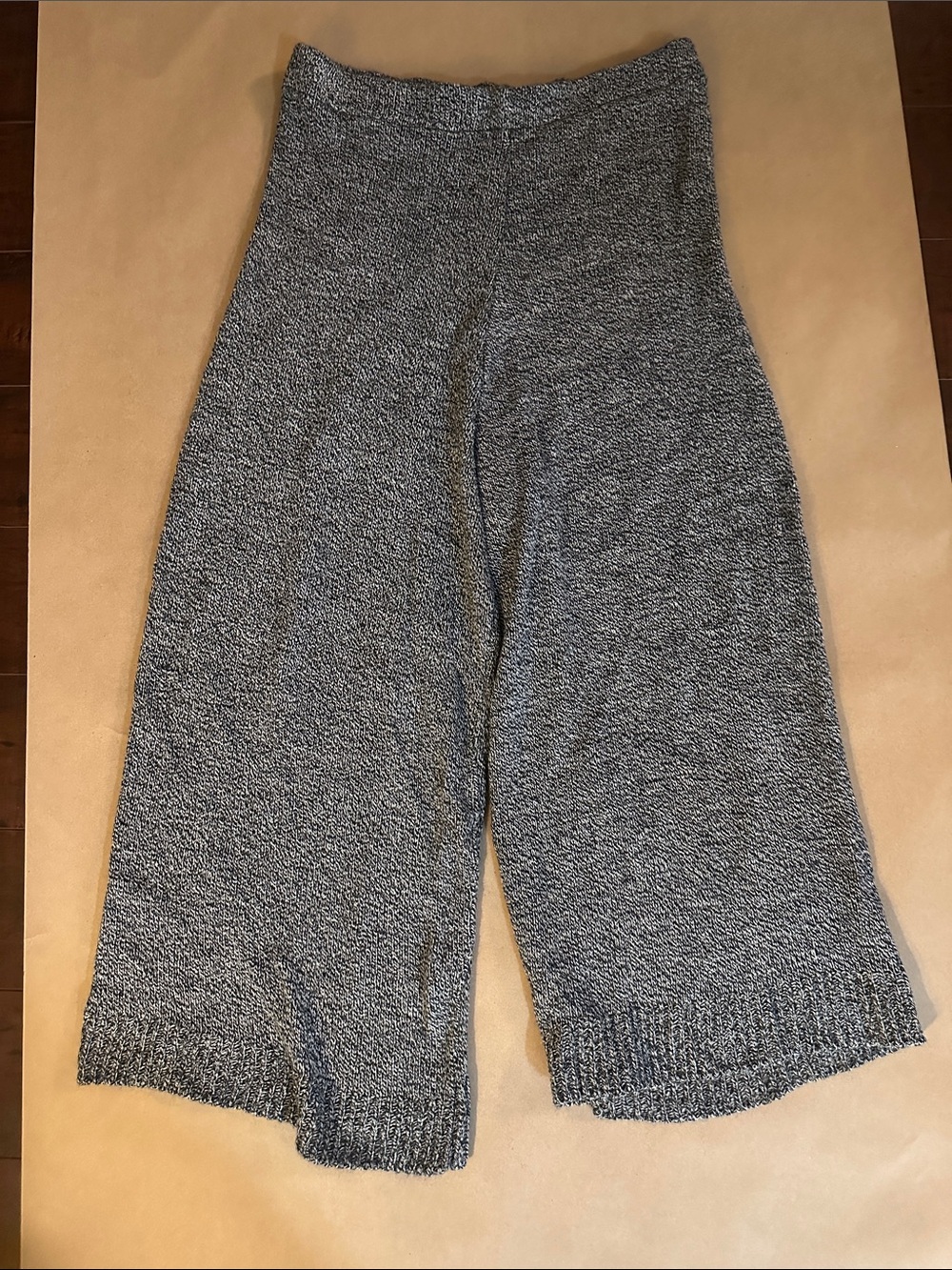 Nasty Gal Heather Gray Cropped Wide-Leg Knit Pants